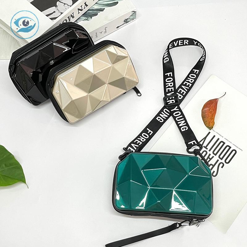 [Smw] ผู้หญิง PVC รูปแบบเพชร Rhombus กระเป๋าเครื่องสําอางกระเป๋าเดินทางกระเป๋าถือแต่งหน้า Organizer กระเป๋าไหล่กระเป๋าคลัทช์ [TH]