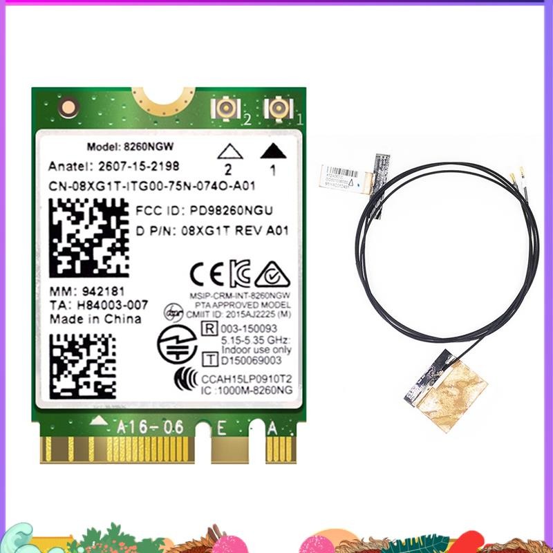 Super 8260 8260NGW WiFi การ์ด + 2XAntenna บลูทูธ 4.2 NGFF M.2 WiFi โมดูลการ์ดไร้สายสําหรับ AC 8260