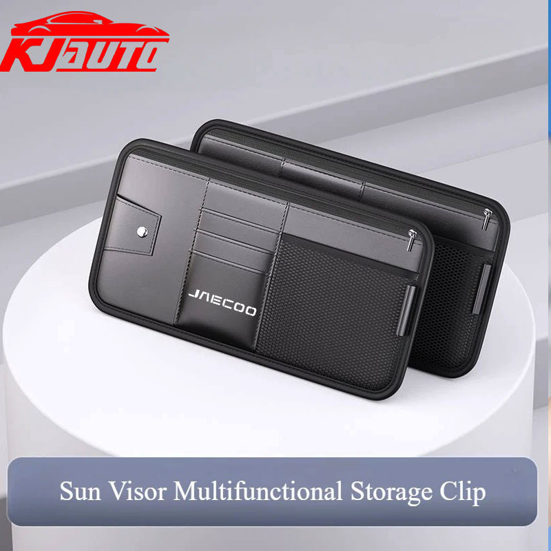 Jaecoo รถ Sun Visor กระเป๋า PU หนัง Multi-Pocket Organizer รถแว่นตาคลิปการ์ด Hodler กระเป๋าสําหรับ Jaecoo J6 J7 J8 PHEV อุปกรณ์เสริม