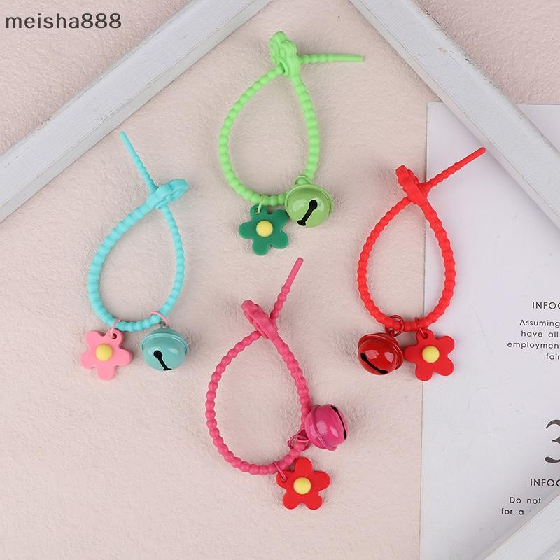 Meisha888 Sweet Candy สีหมี Footprints Bell พวงกุญแจซิลิโคนดอกไม้พวงกุญแจสําหรับสาวกระเป๋าจี้พวงกุญแ