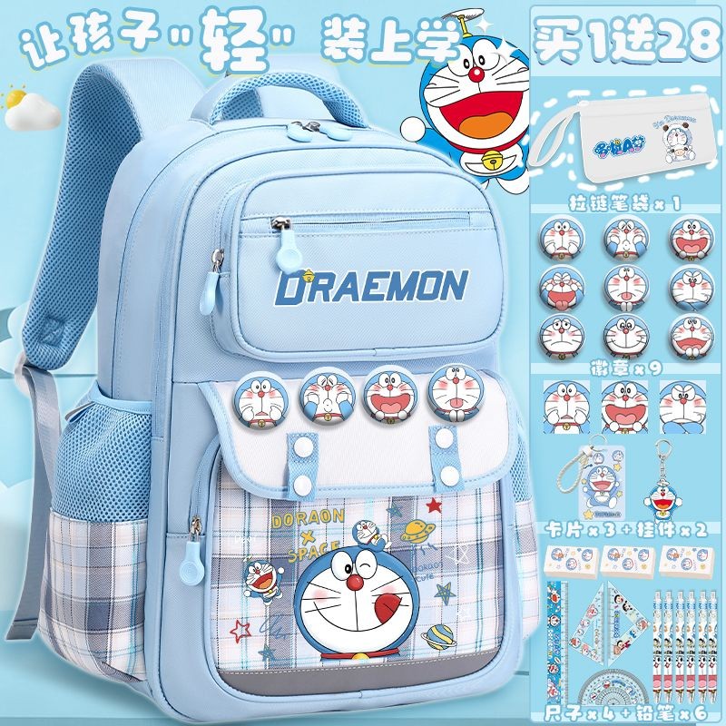 กระเป๋าเป้การ์ตูน Doraemon น่ารัก ความจุขนาดใหญ่ กระเป๋าเป้สองไหล่สำหรับนักเรียนประถม