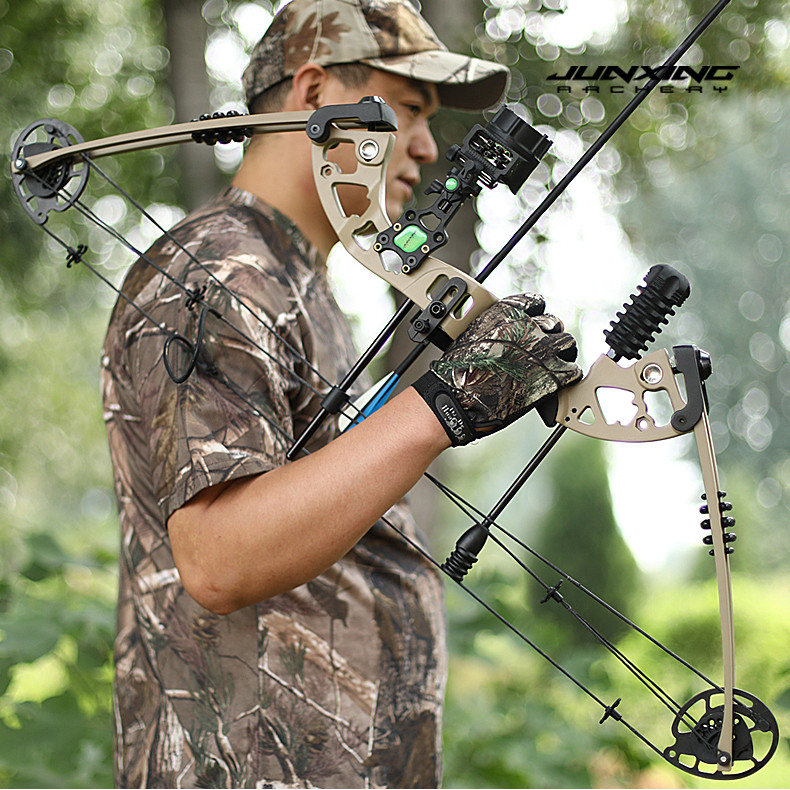 JUNXING PRO Archery Compound bow 10-70lbs ปรับได้, ชุดธนูสะท้อนแสงกลางแจ้ง