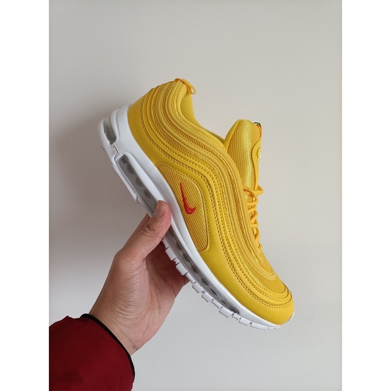 2022nike air max 97 รองเท้าผ้าใบ ลําลอง สีเหลือง สีแดง
