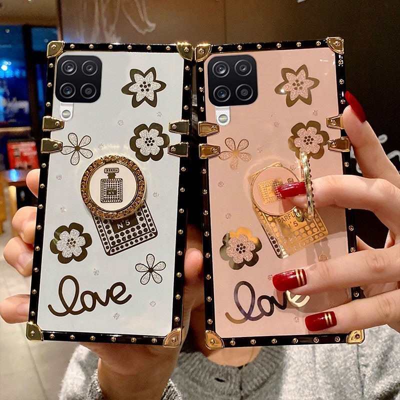 Casing For Samsung Galaxy S24 Note8 Note9 Note10 Plus Note20 Ultra S23FE Perfume Bottle Square Phone Case With Bracket