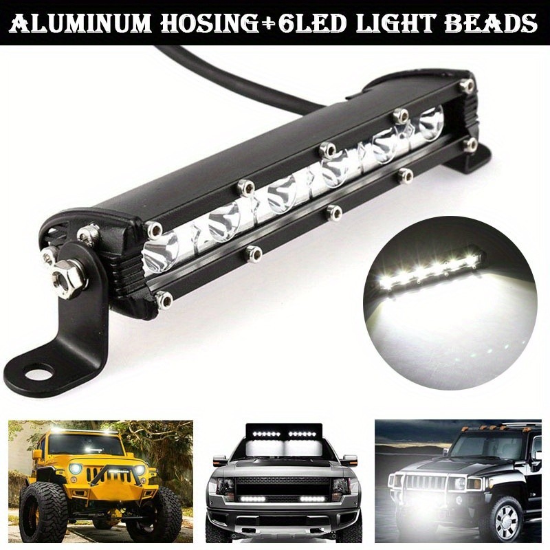 7inch/17.78cm 6LED Auto Light Bar Spotlight ลูกปัด Ultra-thin ขนาดเล ็ กแถวเดียวดัดแปลงโคมไฟเสริมสําหรับรถบรรทุกขับรถอลูมิเนียม 18W