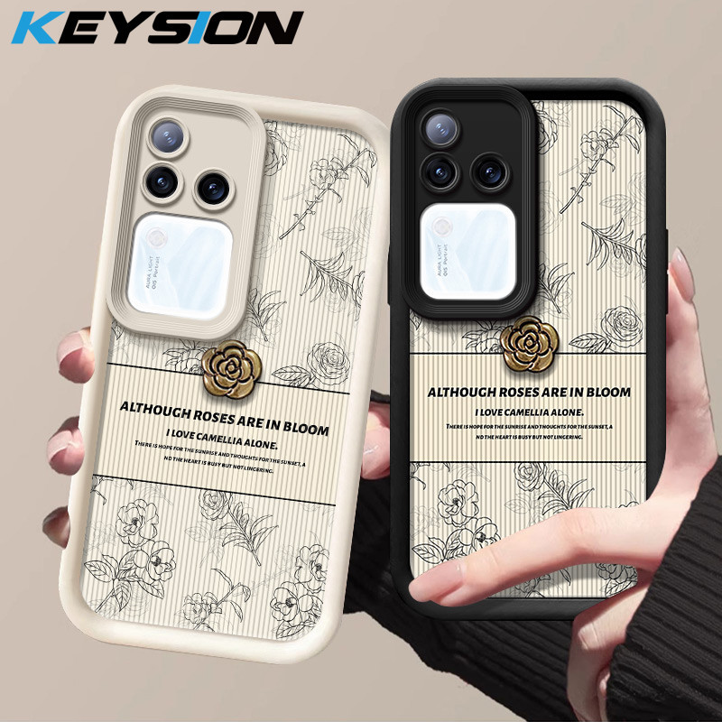 Keysion เคสโทรศัพท์มือถือ ซิลิโคนนิ่ม กันกระแทก ปิดด้านหลัง ลายดอกไม้ สไตล์เรโทร สําหรับ VIVO V30 V30 Pro 5G V29 5G V27 V27e V23 V23e 5G