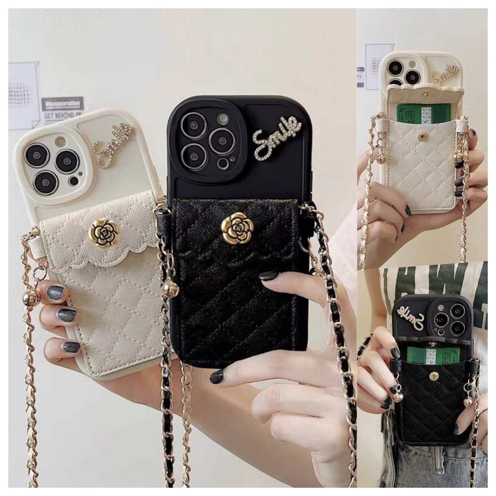 เคสโทรศัพท์มือถือหนังนิ่ม TPU พร้อมกระเป๋าสตางค์ และสายสะพายข้าง หรูหรา สําหรับ IPhone 15 Pro Max 14 Plus 13 Mini 12 11 Pro Max 8 7 6 Plus X XS XR XSMax 7plus 6plus