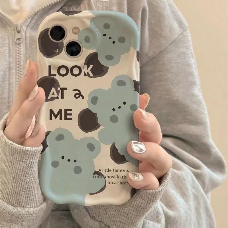 เคสโทรศัพท์ TPU For iPhone 13 15 12 14 11 Pro Max XR X 7 8 Plus XS Max เคส น่ารักหมีน้อยลายการ์ตูนป้องกันการตกเคสนิ่ม