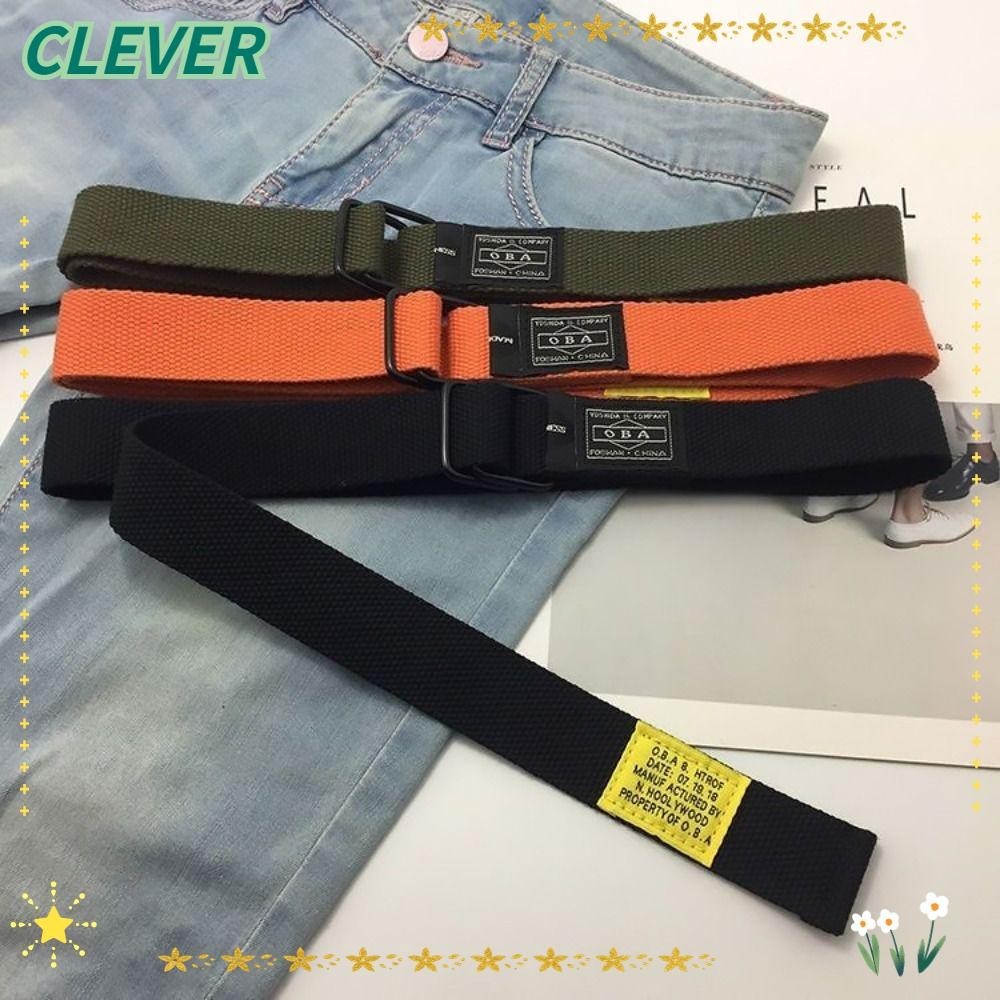 Clever เข็มขัดไนล่อนถัก เข็มขัด ดีไซน์หรูหรา อเนกประสงค์ แหวนคู่ เข็มขัดแฟชั่น กางเกงคาร์โก้ เรียบง่าย