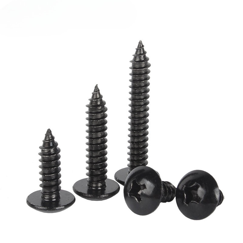 [JLY ] Phillips Self-Tapping สกรูสกรูไม ้ สีดํา 304 สแตนเลสขนาดใหญ ่ หัวแบนสกรู Self-Tapping หัวร ่ มรอบหัว M3