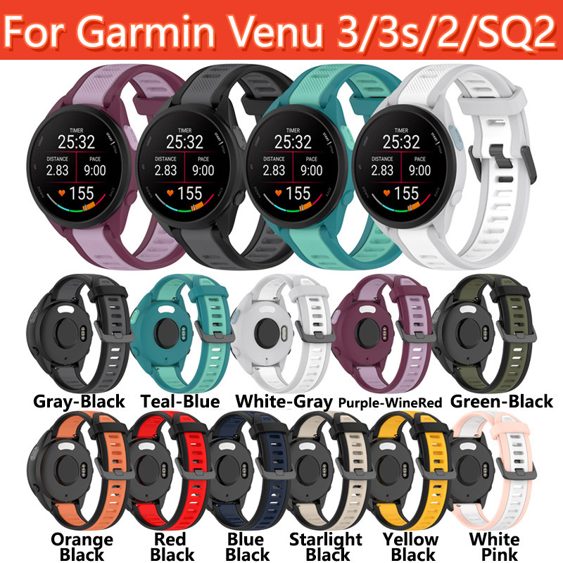 สายนาฬิกาข้อมือซิลิโคน 18 20 22 มม. แบบเปลี่ยน สําหรับสมาร์ทวอทช์ Garmin venu 3 3S 2 2S SQ 2 Music venu 2 Plus