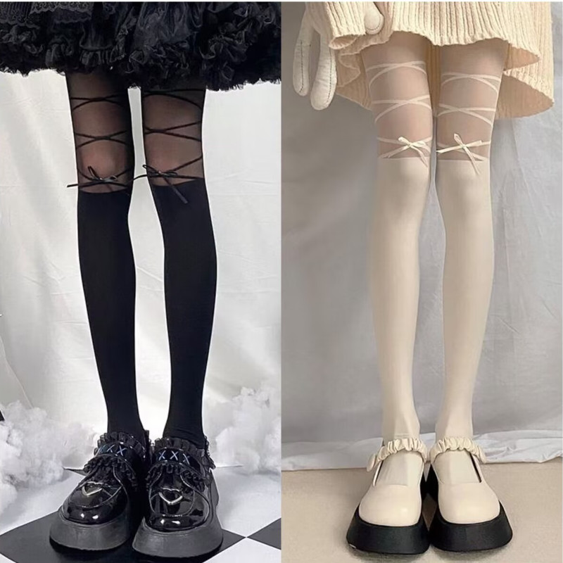 💖พร้อมส่งในไทย🧦ถุงน่องโลลิต้าสไตล์ญี่ปุ่น ถุงน่องโบว์ นุ่มสบาย มีทั้งหมด 3 สี
