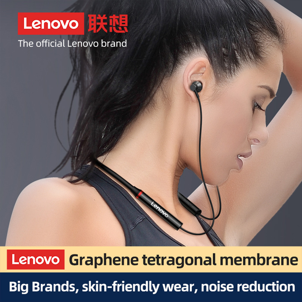 Lenovo 5.0 Bluetooth HE05X หูฟังที ่ อุดหูกันน ้ ํา HIFI Sound Magnetic Neckband ชุดหูฟังกีฬาหูฟัง