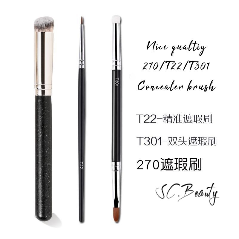 270 แปรงคอนซีลเลอร์ T301 แปรงรองพื้นคอนซีลเลอร์สองหัวแปรงผมนุ่มคอนซีลเลอร์ปากกา T2