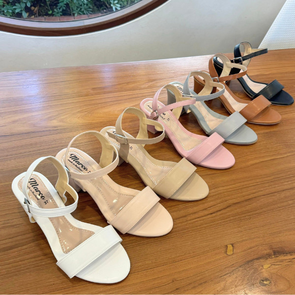 แบรนด์ Marco รองเท้าส้นสูงผู้หญิง รุ่น AA1002 แบบเก๋ พร้อมสายรัดข้อ สไตล์วินเทจ งานไทย ไซส์ 36-42