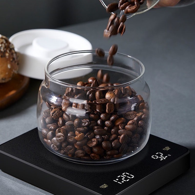 เครื่องชั่งดิจิตอล ตั้งเวลาได้ แถมแผ่นกันฉนวนความร้อน หน้าจอสัมผัส ชาร์จไร้สาย แบบใส่ถ่าน มีฟังชั่นชดเชยน้ำหนัก ชั่งกาแฟ - รูปที่ 4
