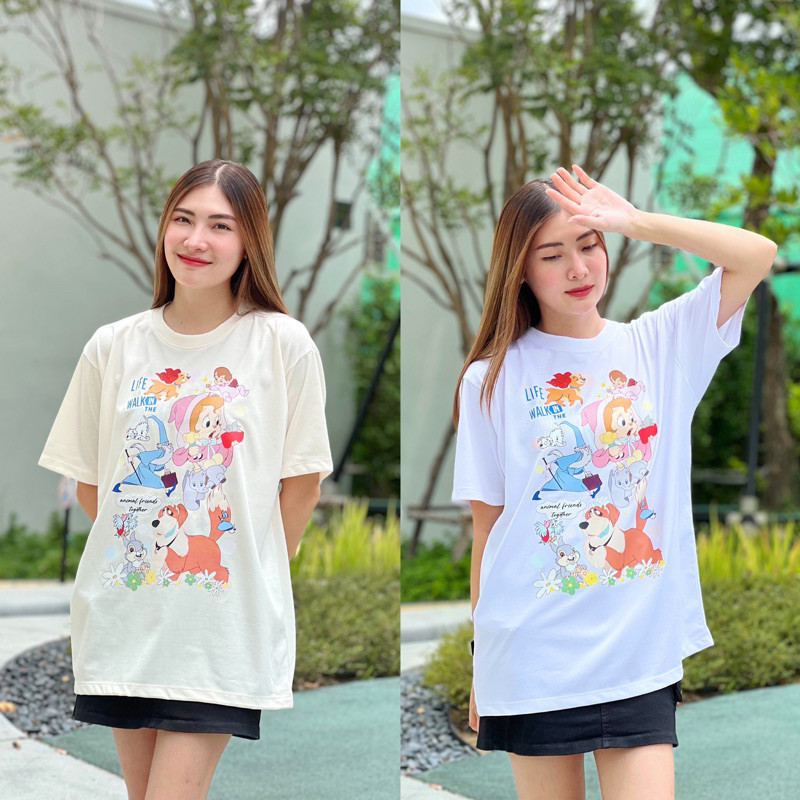 【NEW】 เสื้อยืดโอเวอร์ไซส์ Qotton Land ลายรวม S-5XL