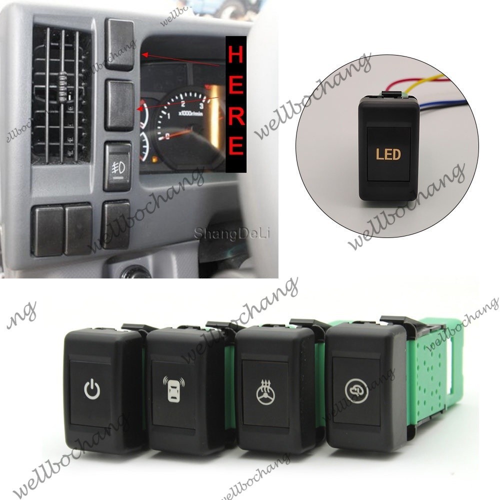 1pc รถสวิทช ์ DRL ไฟ LED ปุ ่ มกระจกมองหลังพวงมาลัยความร ้ อนสวิทช ์ เรดาร ์ เครื ่ องตรวจจับสําหรับ Isuzu KV100 700P