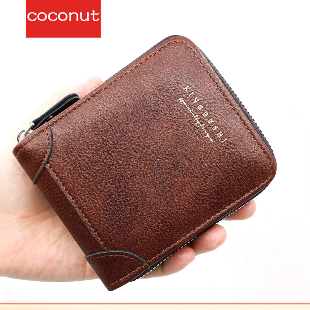【Coco 】Fashionable Zipper Buckle Horizon Zero Wallet Easy To Carry Large Capacity Mens Short Wallet
