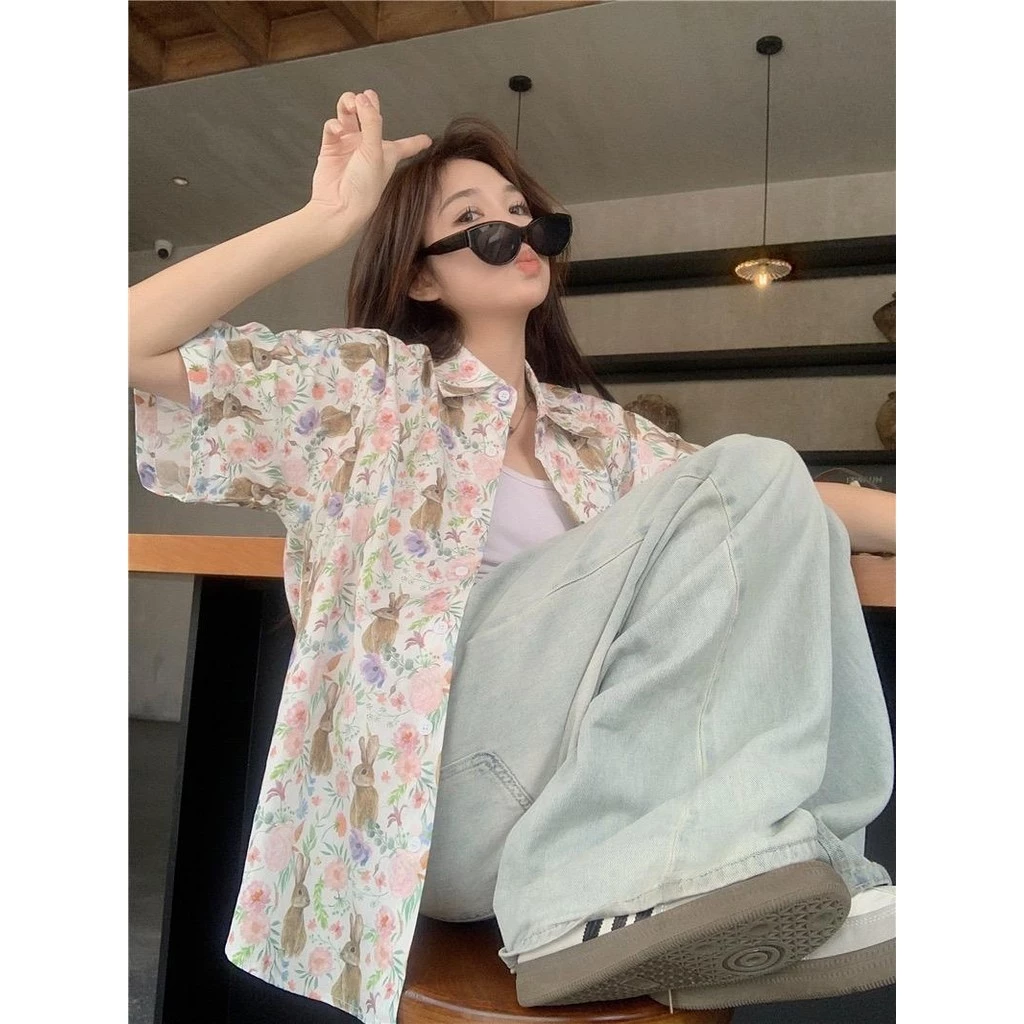 MIMI&DIDI เสื้อเชิ้ตฮาวายแขนสั้นลายดอกไม้ #W367 thumbnail 3