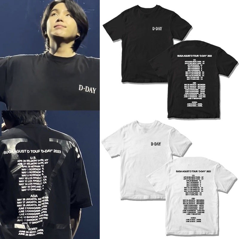 ย้อนยุคKPOP Bangtan Boys SUGA AGUST D D-DAY TOUR MERCH Round Neck Cotton T Short Sleeve Cotton T Cal