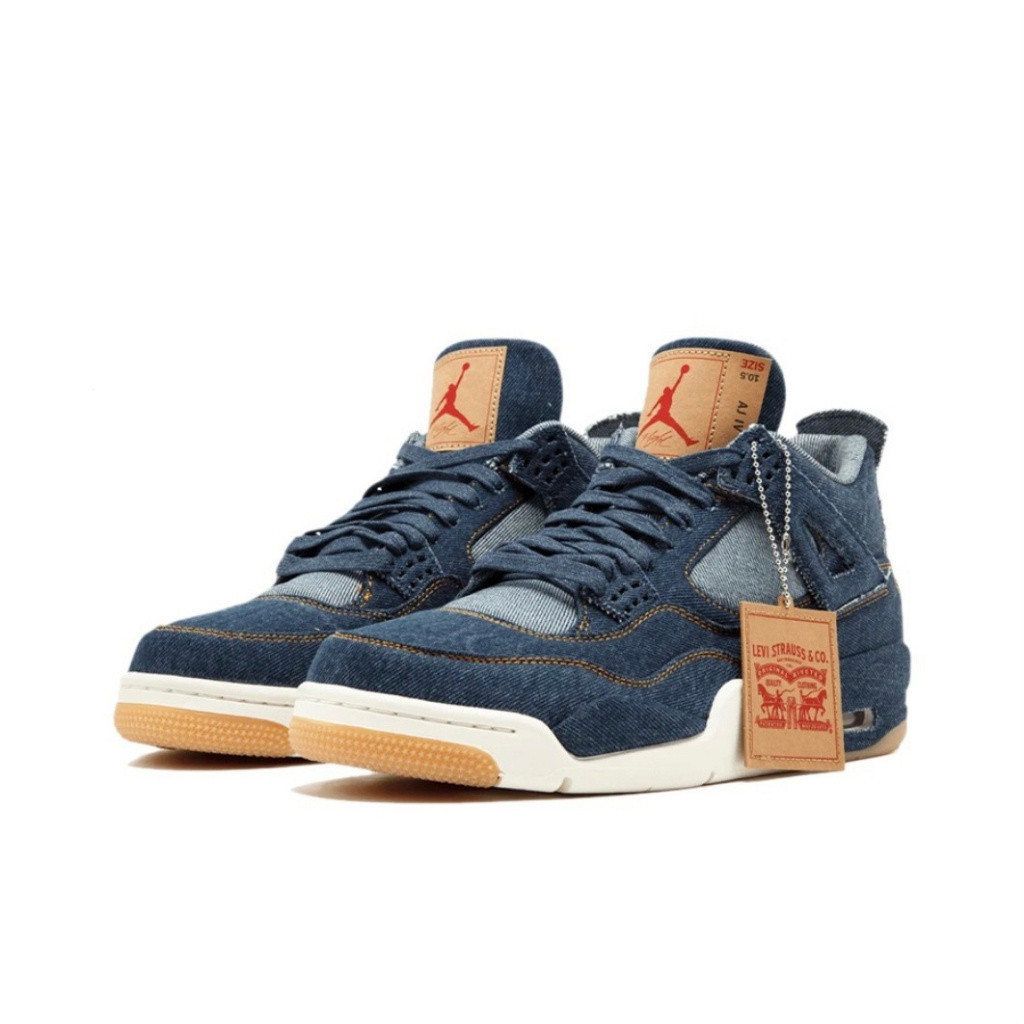 Hop ขายร้อน Levis X Air Jordan 4 retro aj4 รองเท้าผู้ชายคาวบอยรองเท้าบาสเก็ตบอล 3 สี