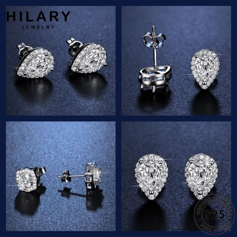 HILARY JEWELRY 925 ต่างหู แท้ ตุ้มหู แฟชั่น เพชร ห่วง เงิน ผู้หญิง M135