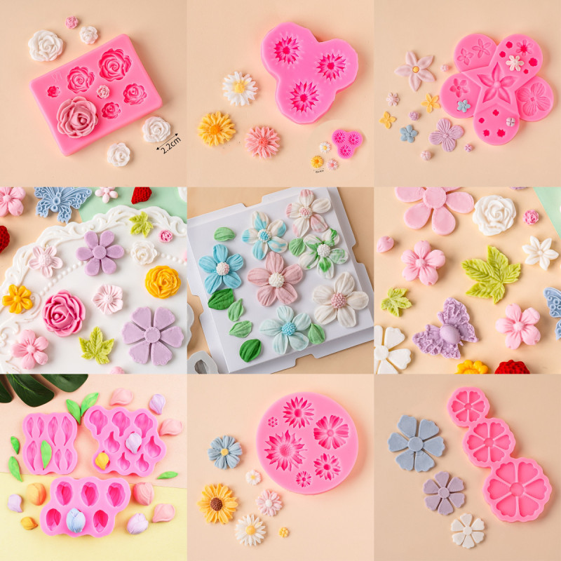 Ins Sugar F Ondant Chocolate Scraper Mulberry Flower Tulip Leaf แม่พิมพ์ซิลิโคนเค้กตกแต่งเบเกอรี่เครื่องมือ