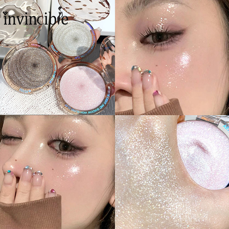 Pearlescent Glitter Monochrome Highlighter Diamond Eyeshadow Palette กันน ้ ํา Shimmer Lasting Shiny Eye แต ่ งหน ้ า