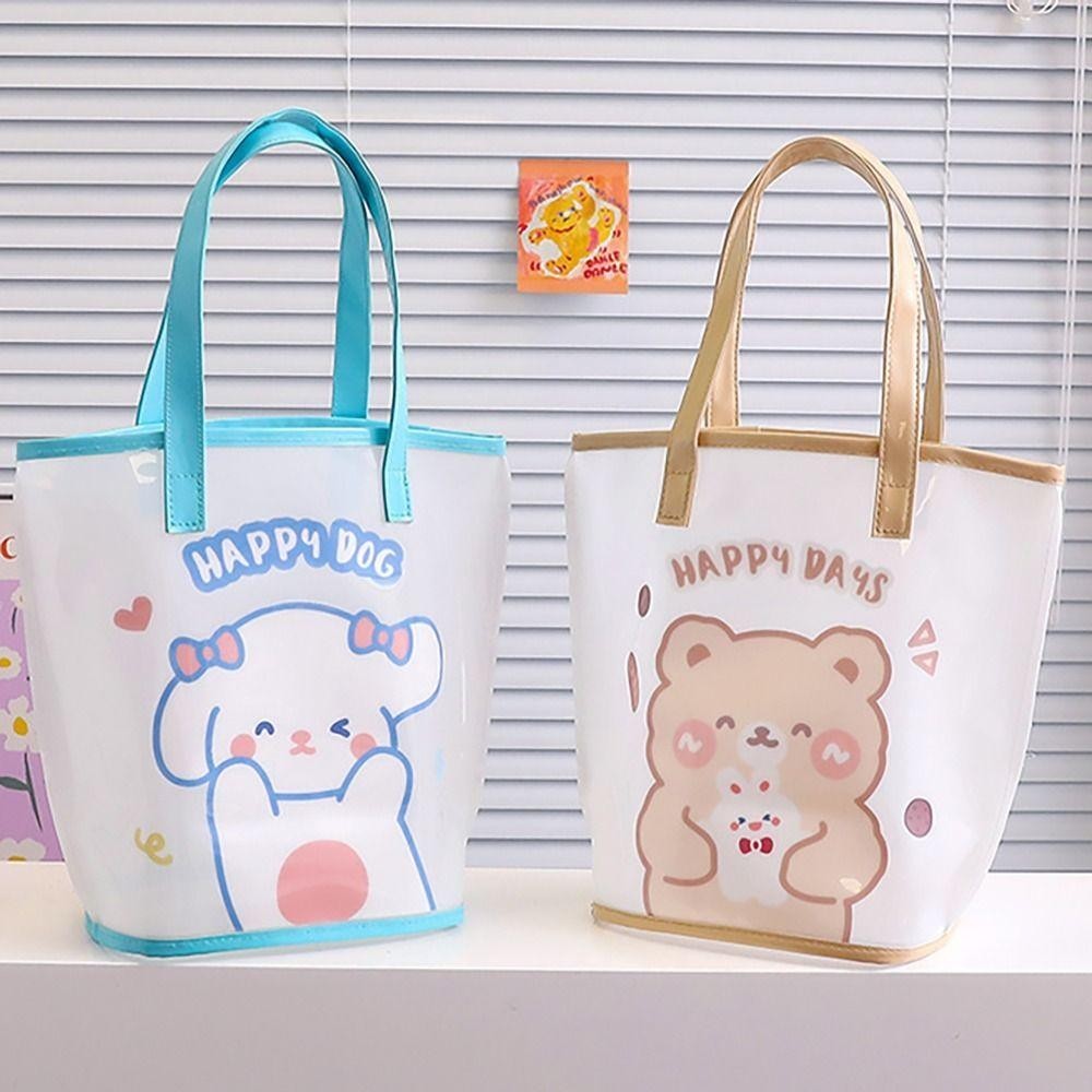 HOBBYIN กระเป๋าช้อปปิ้ง HOBBYIN Totes, กระเป๋าถือ PVC ความจุขนาดใหญ่, กระเป๋าสะพายข้าง Organiser กันน้ํา