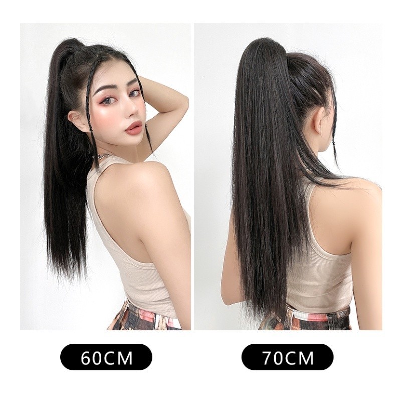 แฮร์พีชหางม้า 150g.หนาพิเศษ ผมยาวตรง ยาว 45/55/65cm. (สีดำ/สีน้ำตาลเข้ม) เส้นผมอ่อนนุ่มและสวยงามอย่างเป็นธรรมชาติ