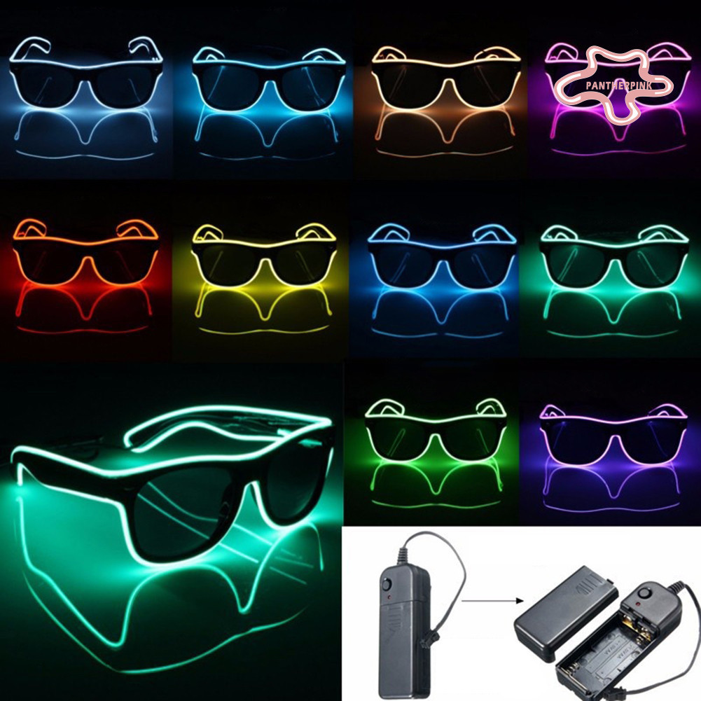 [PPK ] Led EL Wire Glasses Light Up Glow แว ่ นตากันแดดแว ่ นตา Shades สําหรับไนท ์ คลับปาร ์ ตี ้