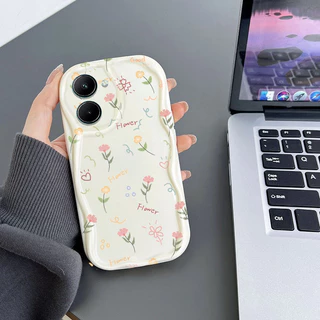 เคสโทรศัพท์กันกระแทกลายดอกไม้เล็กแบบเต็มหน้าจอ Vivo Y03 Y18E Y18 Y28 4G เคสนิ่มใสเคสป้องกัน