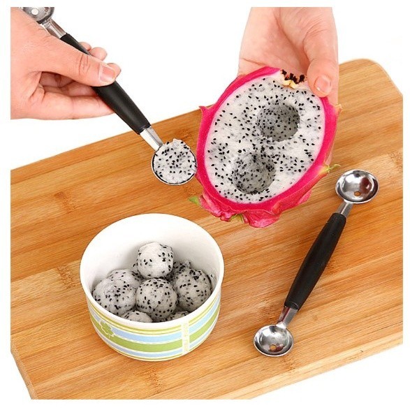 สแตนเลส Double-headed Kitchen Ice Cream Scoop ผลไม ้ Baller Melon Scoops แตงโม Scooper