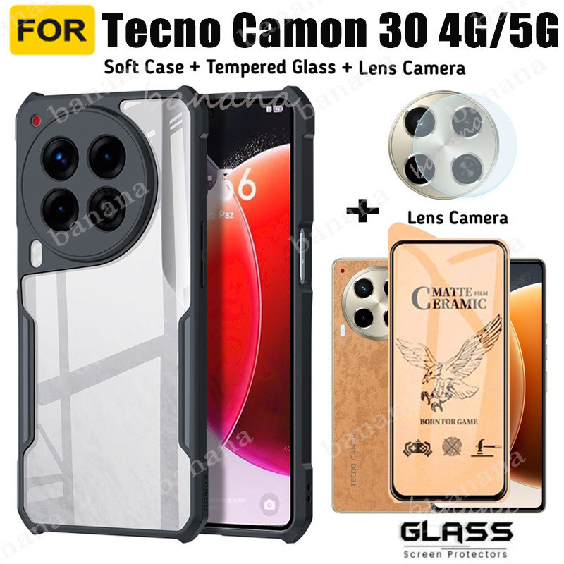 Shock Proof สําหรับ Tecno Camon 30 Pro ฟิล์มกระจกนิรภัย 3 ใน 1 Tecno Pova 6 Pova 6pro Pova 5pro Camo