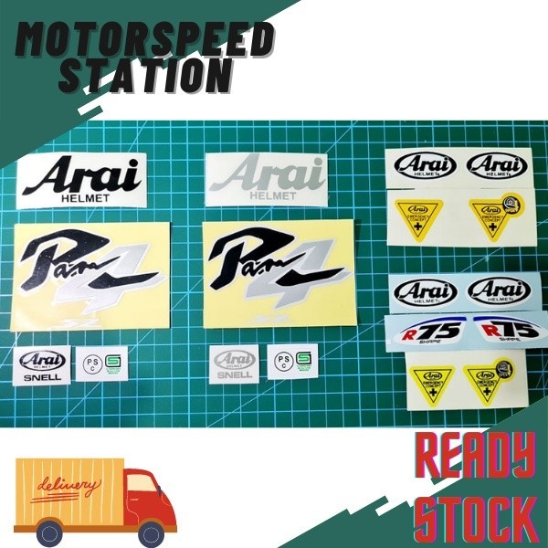 สติ๊กเกอร์หมวกกันน็อค Arai Ram4 สติ๊กเกอร์ สีดํา เงิน Arai Snell Psc Sirim Jepun สติ๊กเกอร์ Visor โล