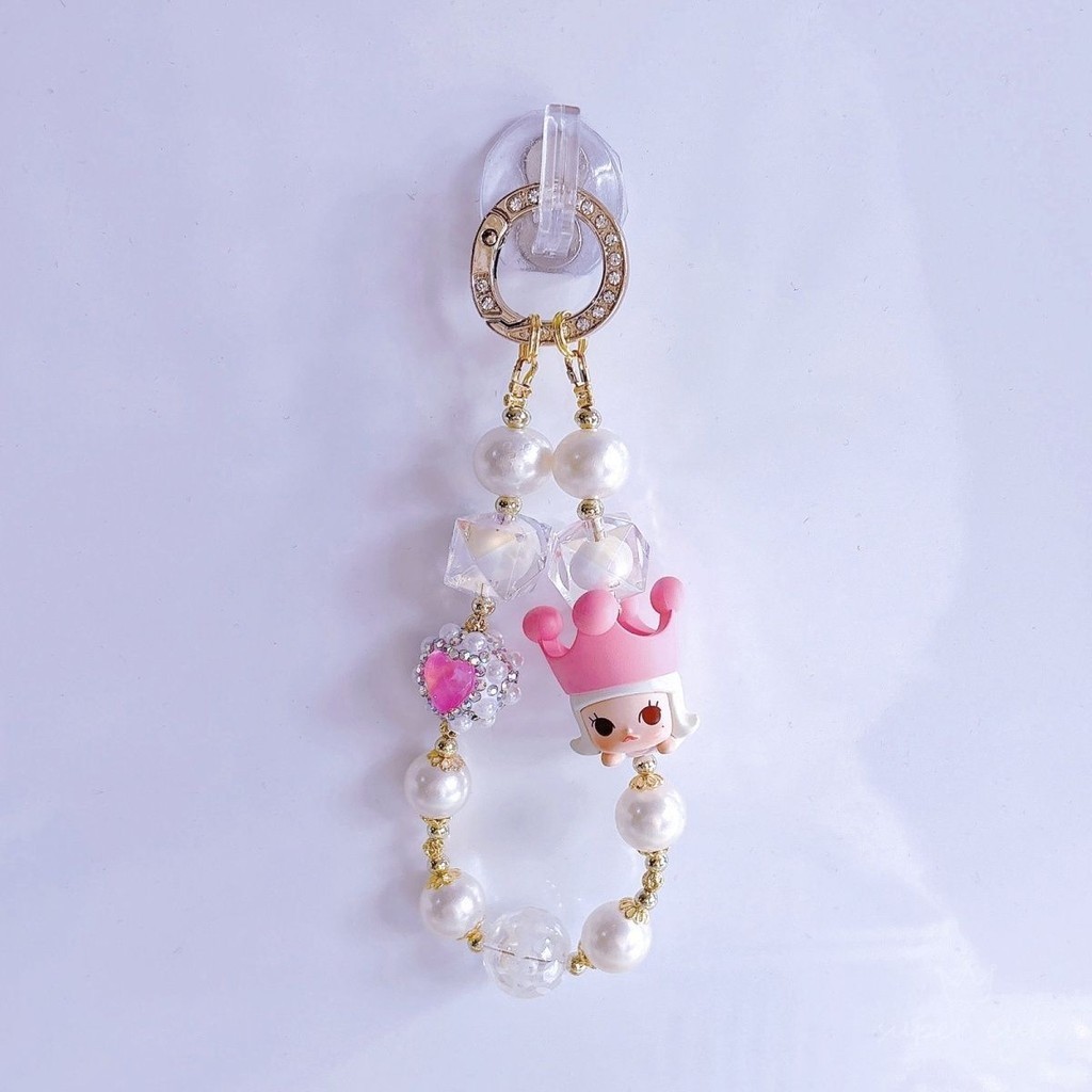 Pop Mart Cherry Blossom Lying พวงกุญแจเม็ดน่ารักโซ่โทรศัพท์มือถือของขวัญน่ารัก diy High-End Niche คู่