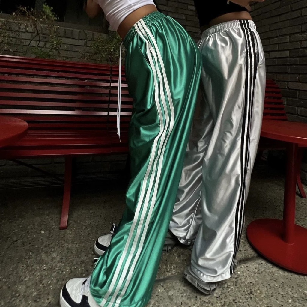 4 สี ~ ฤดูร ้ อน bi in!เกาหลีเกาหลี ins Street Retro Harajuku Glossy Casual กางเกงกีฬาผู ้ หญิงกางเกงขายาว