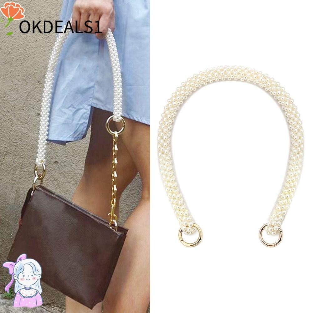 Dealshop สายโซ่คล้องกระเป๋า ประดับมุก แบบเปลี่ยน สําหรับกระเป๋าถือ