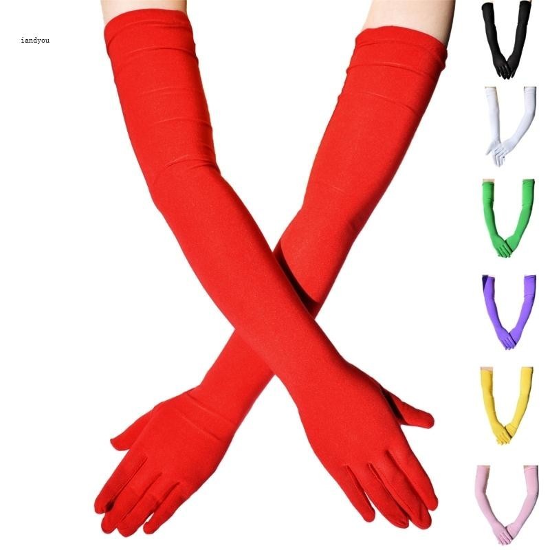 ✿ ถุงมือแสดงโอเปร ่ าแขนยาวสําหรับผู ้ หญิงยืดข ้ อศอกความยาวถุงมือมารยาท