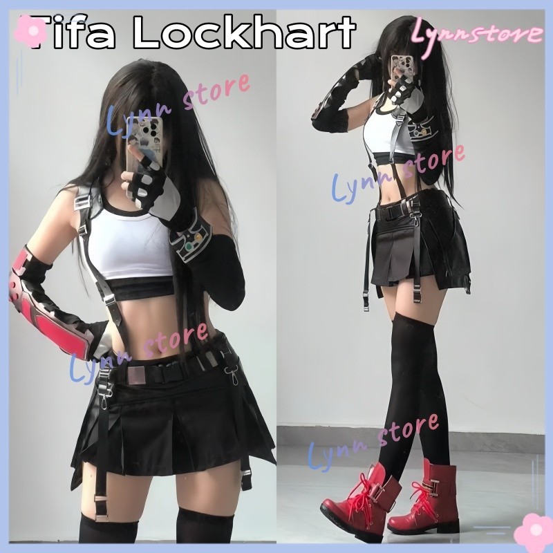 Tifa Lockhart คอสเพลย์เครื่องแต่งกายเกม Final Fantasy คอสเพลย์เครื่องแต่งกายชุด FF TIFA สาวเครื่องแบบชุดกระโปรงฮาโลวีน Carnival ชุด