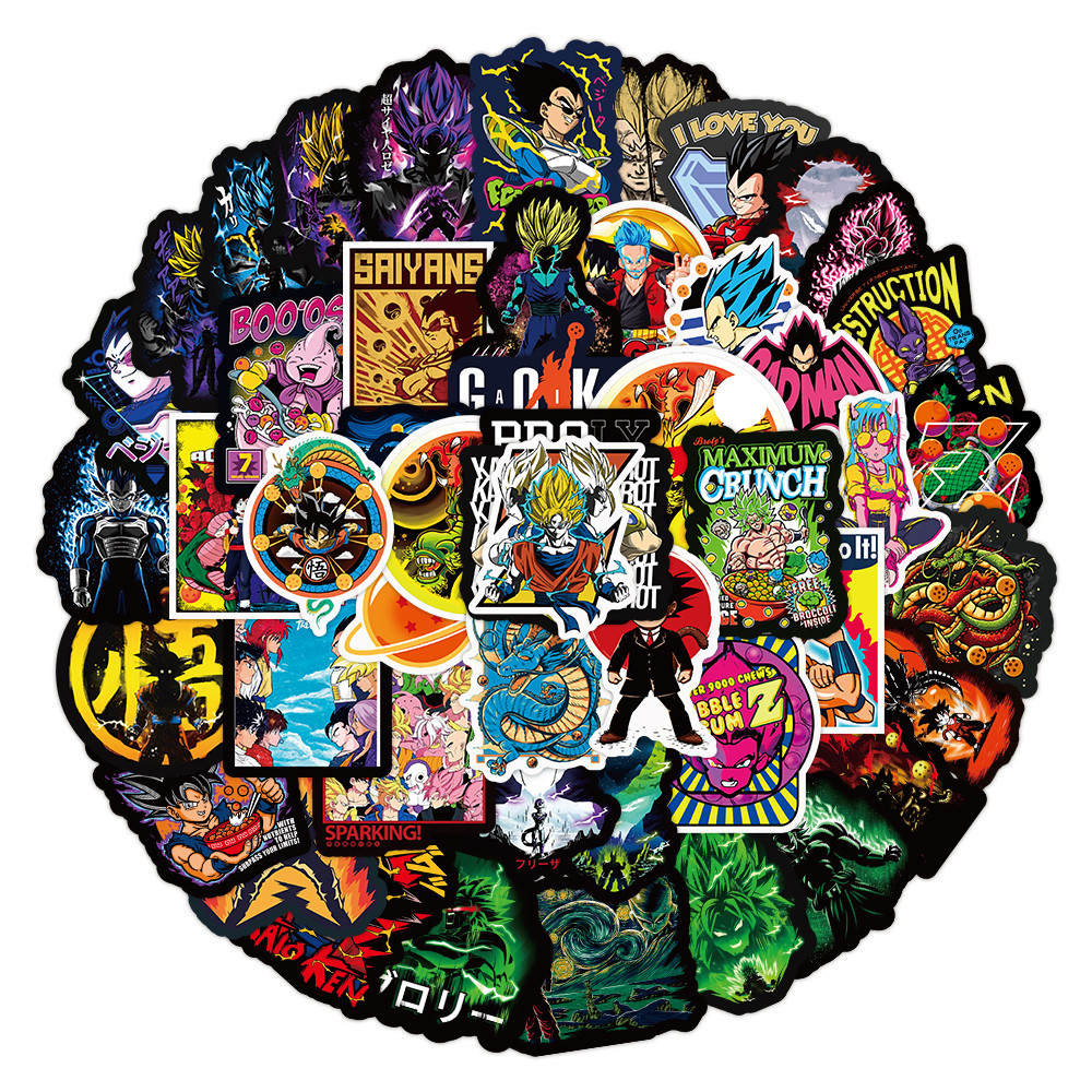 50pcs อะนิเมะ Dragon Ball Z Kakarotto กันน ้ ํา Graffiti สติกเกอร ์ สําหรับหมวกกันน ็ อคจักรยานบัญชีมือดินสอ Decals LanLanStickersWorld