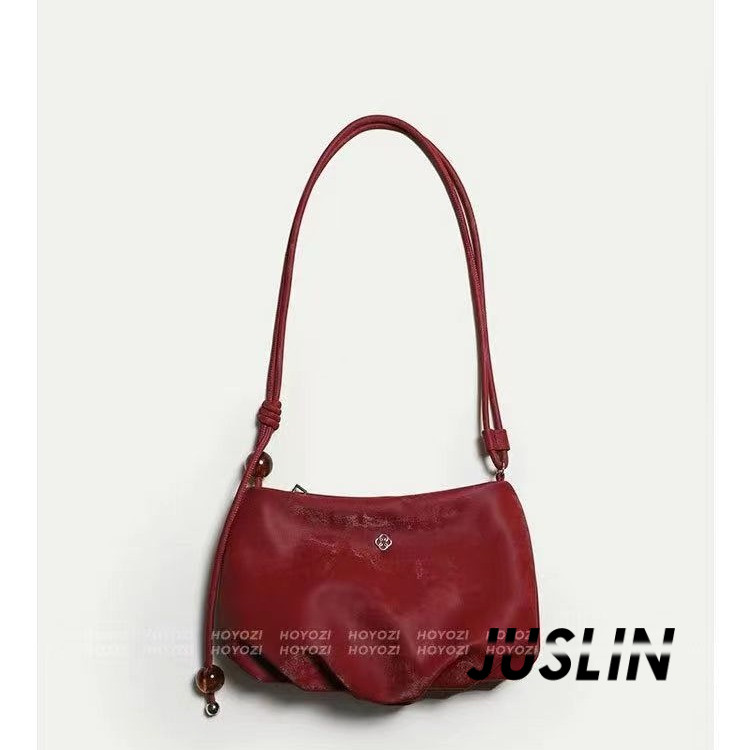 JUSLIN กระเป๋า กระเป๋าสะพายข้างผู้หญิง 2024NEW  คุณภาพดี  สีเดี่ยวง่าย เท่  หลากหลายฟังก์ชั่น GDJ243