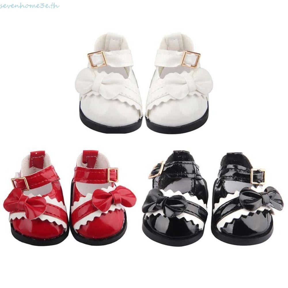 Sevenhome3e PU หนังโบว์รองเท้า ตกแต่งตุ๊กตา DIY Handmade 5.5 ซม. สําหรับรองเท้าตุ๊กตา