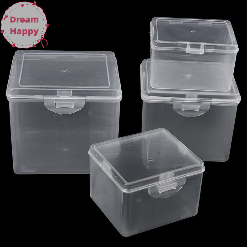 Dreamhappy กล่องเก็บโปร่งแสงพร้อมฝาปิดสําหรับเครื่องประดับเครื่องเขียน Headwear คอลเลกชันสี่เหลี่ยมกล่องอเนกประสงค์ Home Organizer กล่อง TH