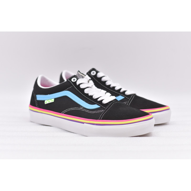 Men 's Vans Skate Old Skool Low-Top Skate Shoes in Neon Rave Black, Size 12 BOO2