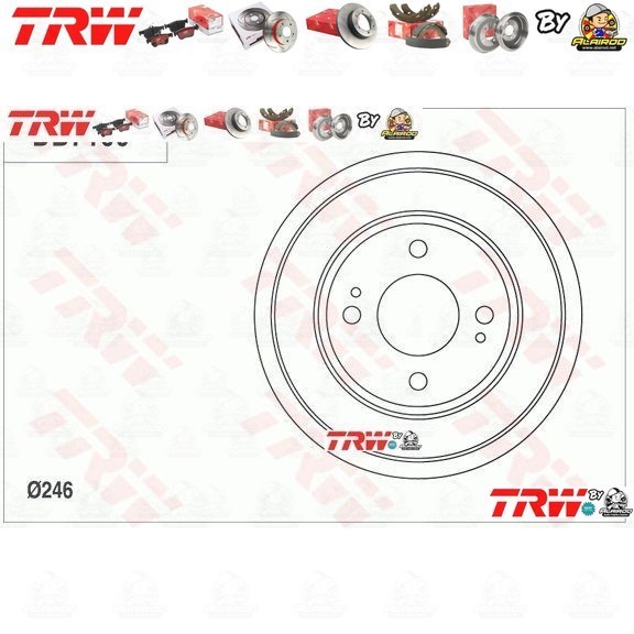 TRW จานดรัมเบรค 1 ใบ จานเบรคหลัง ดรัมเบรคหลัง เหล็กเกรด GG20 DB7100 Honda JAZZ GE ปี 2009-2014 ขนาด 246 mm