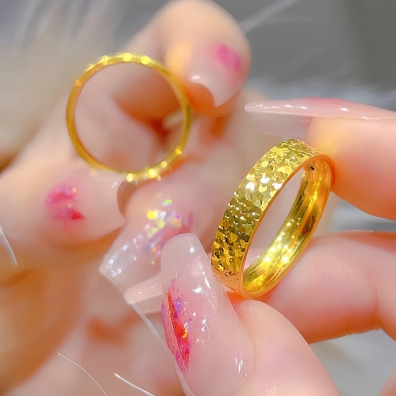 ไทเทเนียมเหล ็ ก Starry แหวน Golden แหวนคู ่ แฟชั ่ นขั ้ นสูงแหวนอุปกรณ ์ เสริมของขวัญขายส ่ ง