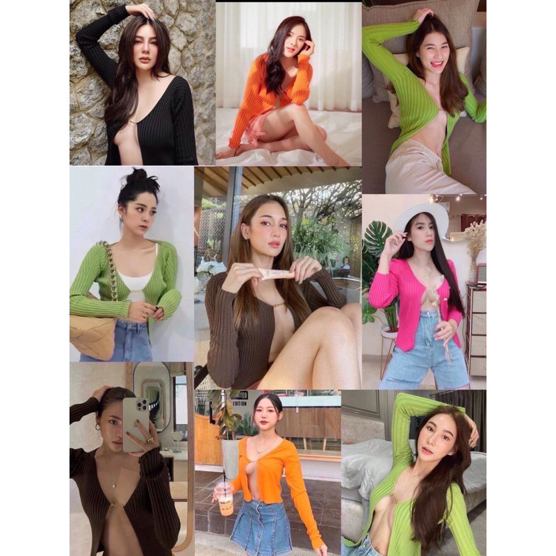 NICHA ONLINE เสื้อครอป แหวกอกผ้าไหมพรมรุ่นHOT สุดต๊าชชช จัดค่ะจัด