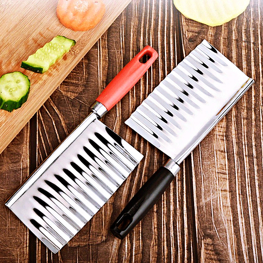 มีดหั่นแบบหยัก มีดหยัก สแตนเลส หั่นมันฝรั่ง แตงกวา สำหรับหั่นผักและผลไม้ ให้เป็นลอนสวยงาม